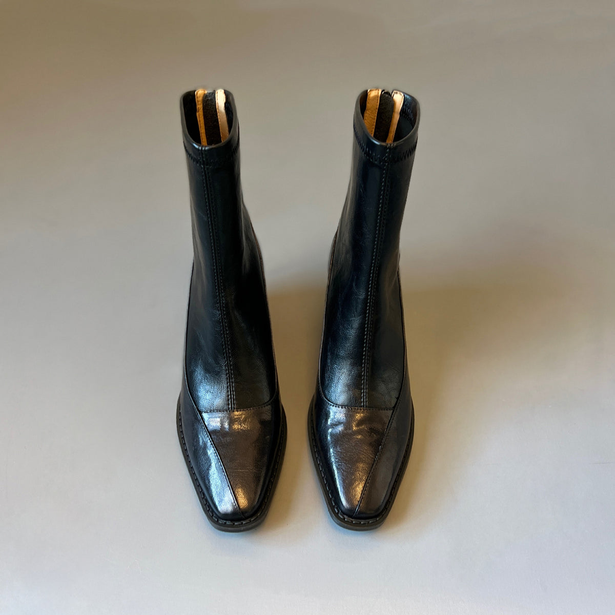 Women's French Retro Skinny High Chunky Ankle Back Zipper Stretch Boots