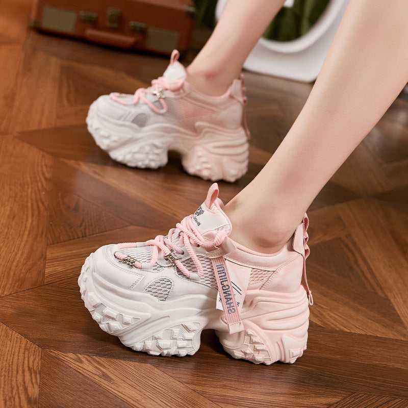 Women's & Men's Daddy Platform Hidden Breathable Mesh Men's Shoes