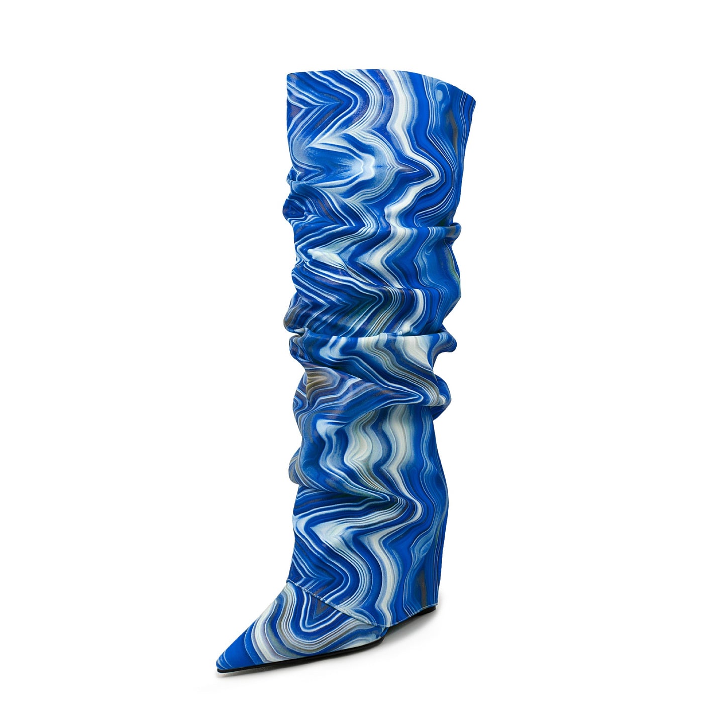 Wedge Geometric Colorful Abstract Sleeve Flanging Women's Leather Boots