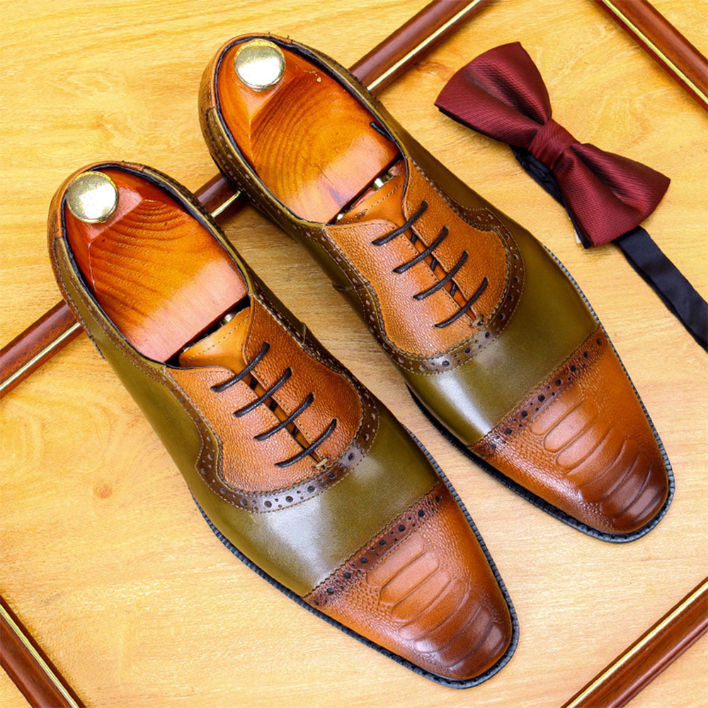 Men's Two Colors Oxford Business Formal Wear Luxury Leather Shoes