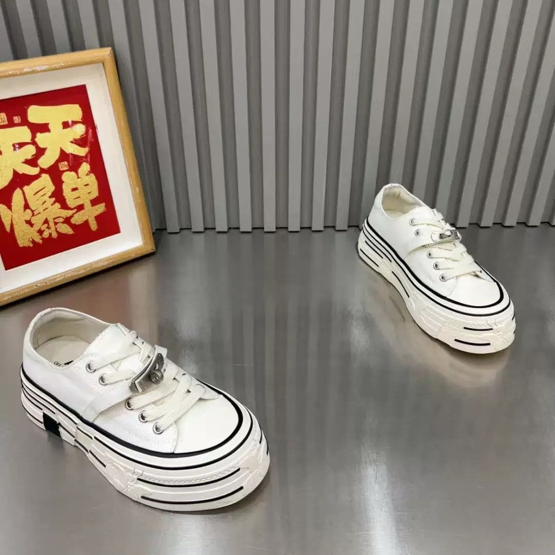 Korean Style Platform Western Versatile Elevator Women's Canvas Shoes