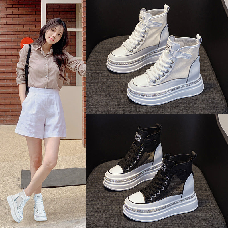 Women's Thick-soled White Height Increasing Insole Mesh Small Size Women's Shoes
