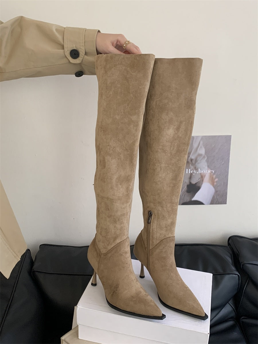 Women's Tax-free Suede High Elastic Pointed Skinny Heels