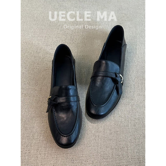 Women's Version Chunky Retro Temperament Commute Versatile Single-layer Loafers