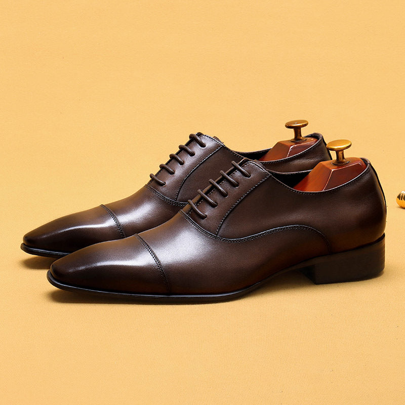 Men's Formal Wear British Pointed Oxford Black Leather Shoes