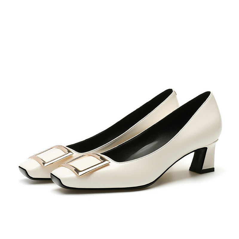 Women's Buckle Mid Spring French Style Vintage Women's Fashion Shoes