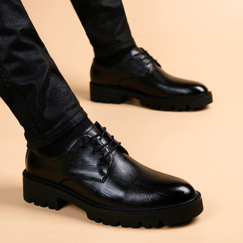 Men's Thick-soled Breathable Pointed Toe Wedding Green Casual Shoes
