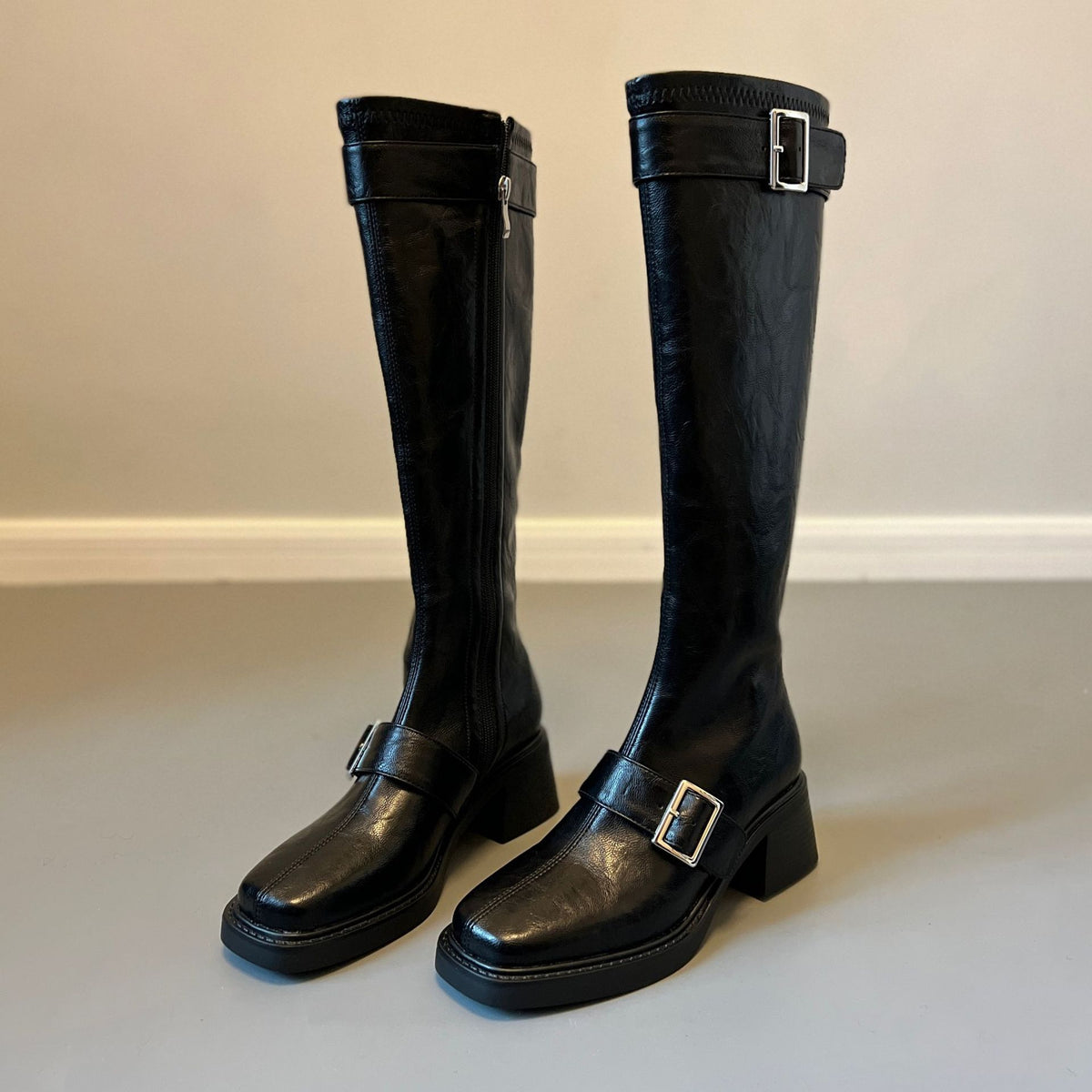 Long Female Knight Thick Below The Women's Leather Boots