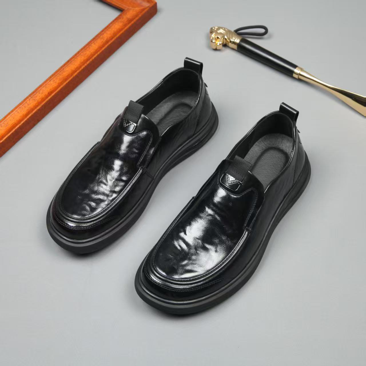 Men's Autumn First Layer Cowhide Business Cover Platform Men's Shoes