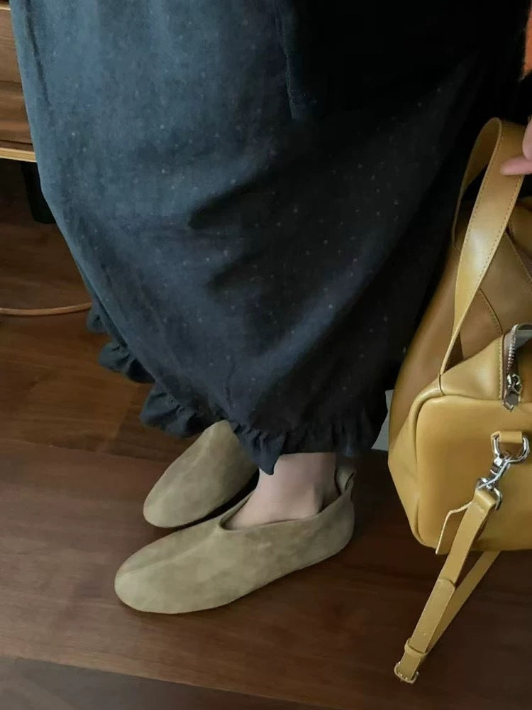 Suede Round Toe Flat Bottom Skinny Booties Female Women's Leather Boots