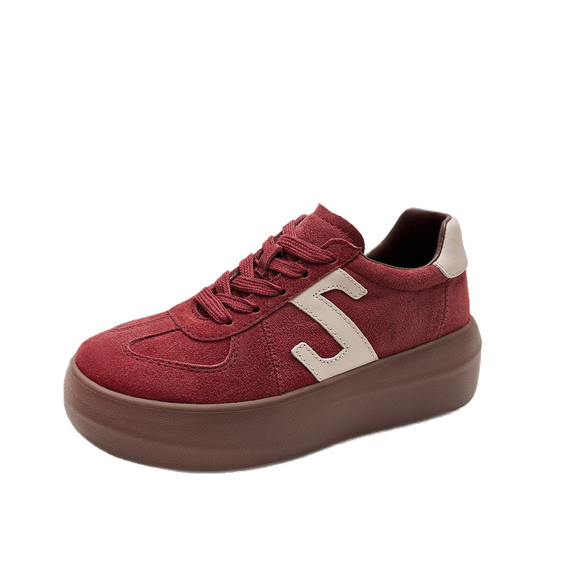 Women's Reversible Cowhide Small Milk Pastry Platform Height Increasing Insole German Casual Shoes