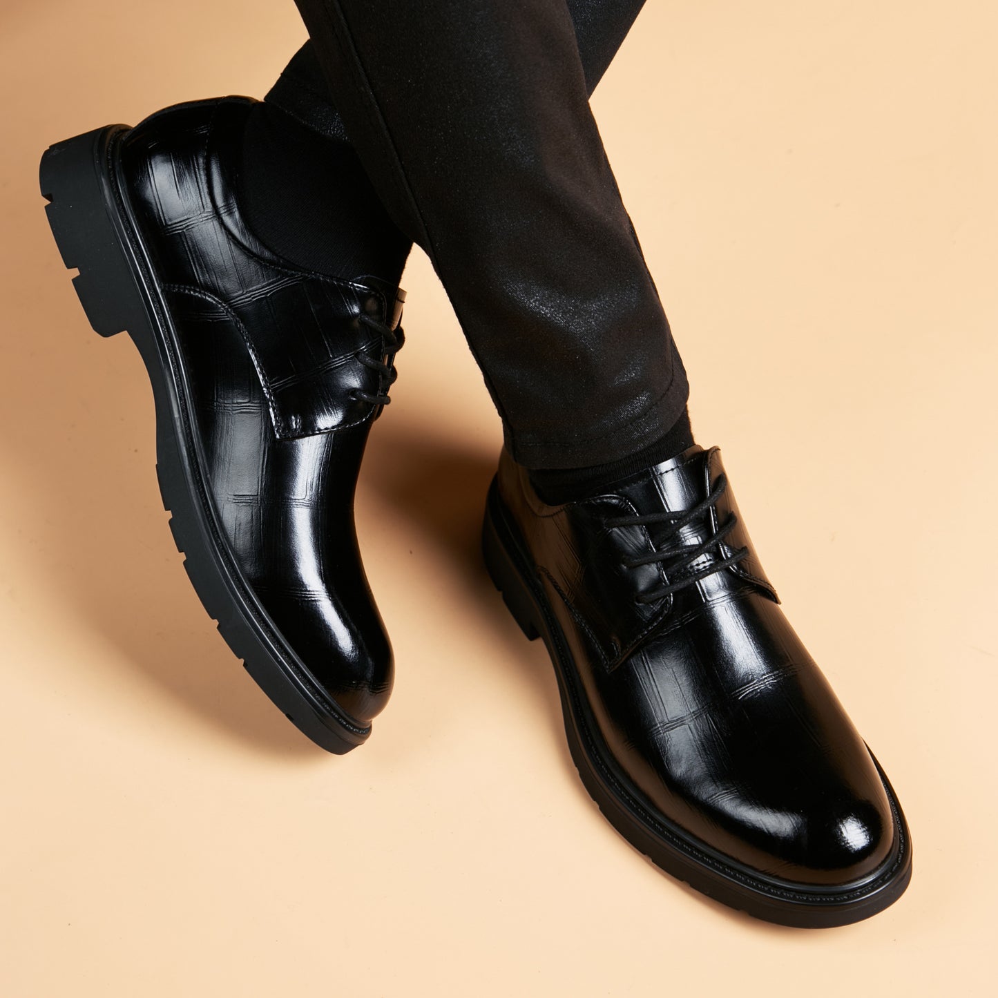 Men's Wear Breathable Genuine Fashion Height Increasing Insole Men's Business Leather Shoes