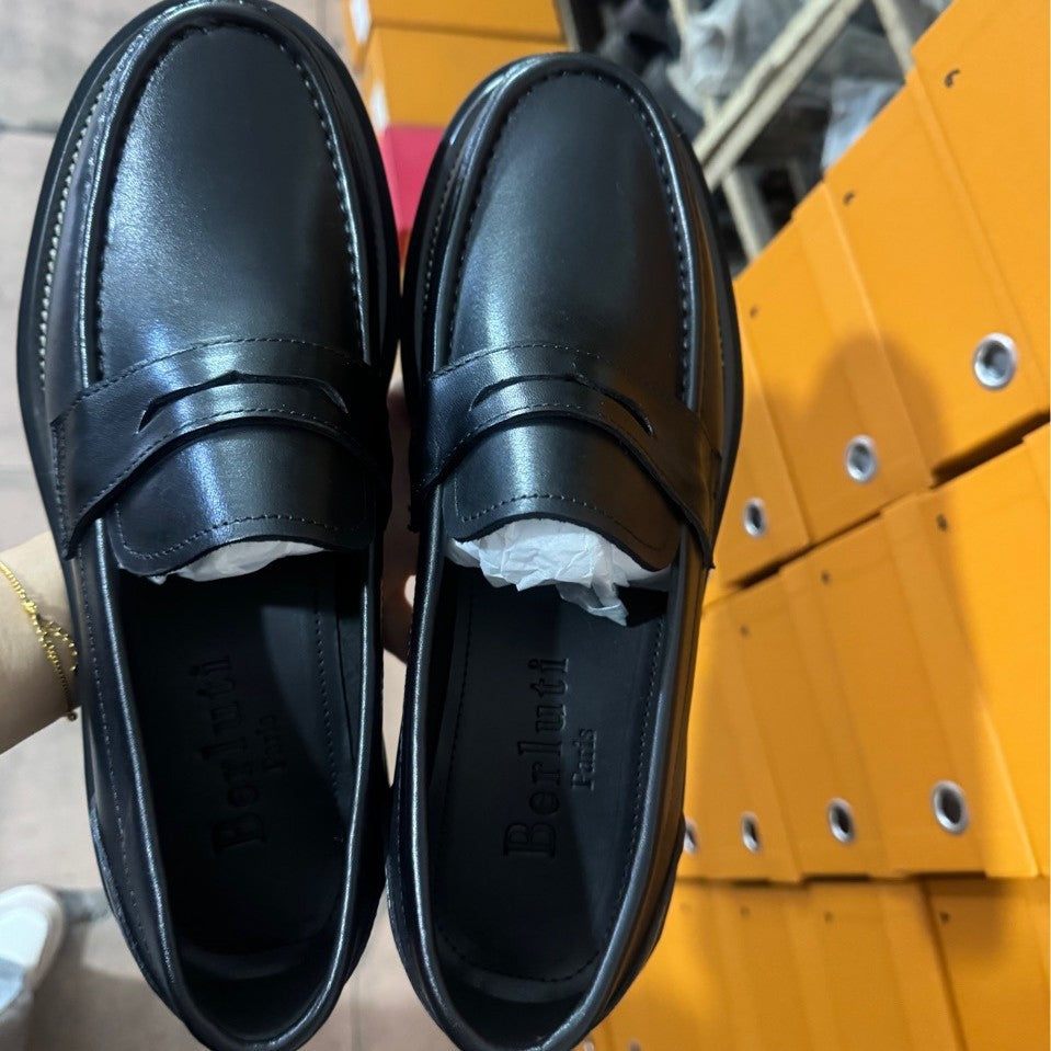 Men's Genuine Fashion Trendy Autumn First Layer Cowhide Breathable Thick Bottom Loafers/doug Shoes