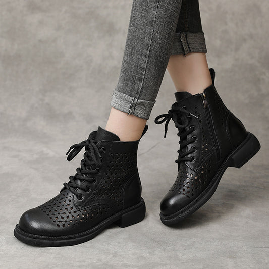Women's Hollow Out Flat Low Short Soft Boots