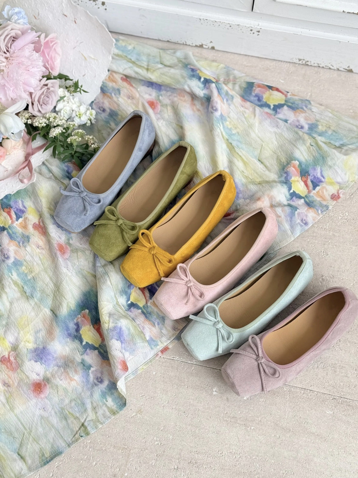 Women's Flat Suede Pumps Spring French Gentle Fairy Lady Heels