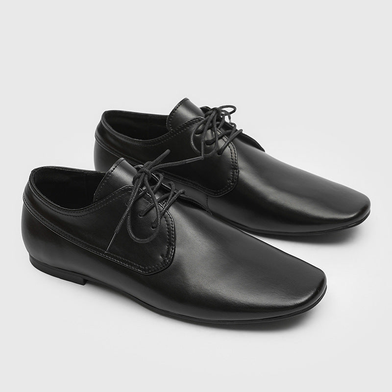 Men's Square Toe Business Black Formal Fashion Men's Casual Leather Shoes