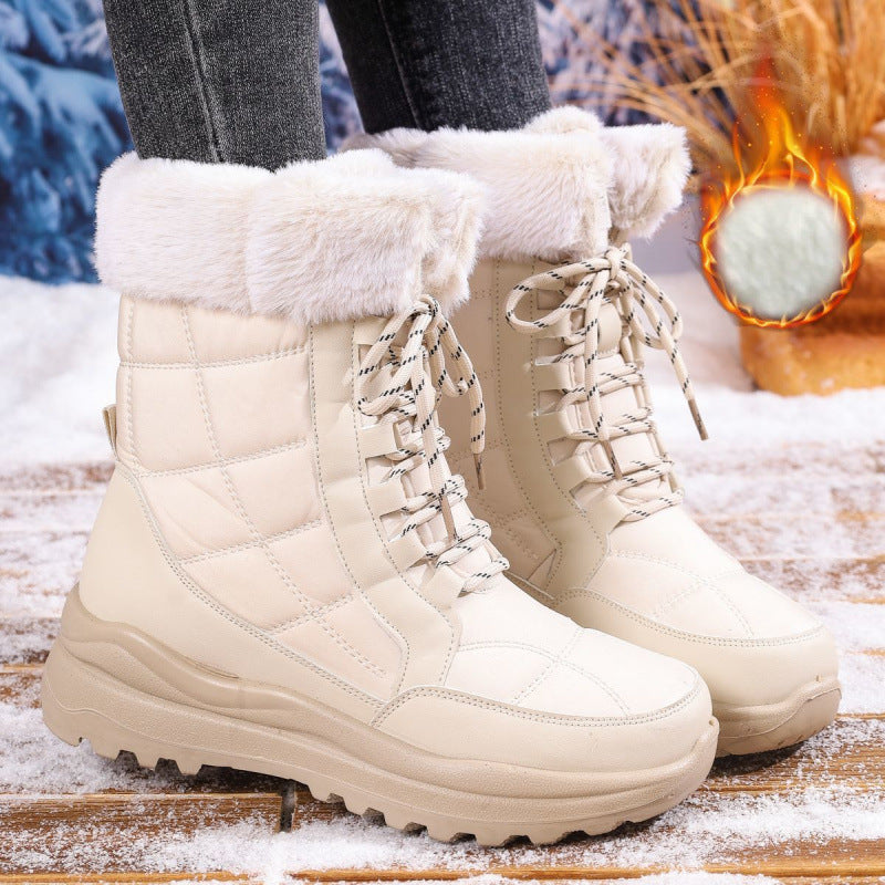 Women's Northeast Winter Fleece-lined Thick High Warm Waterproof Women's Snow Boots