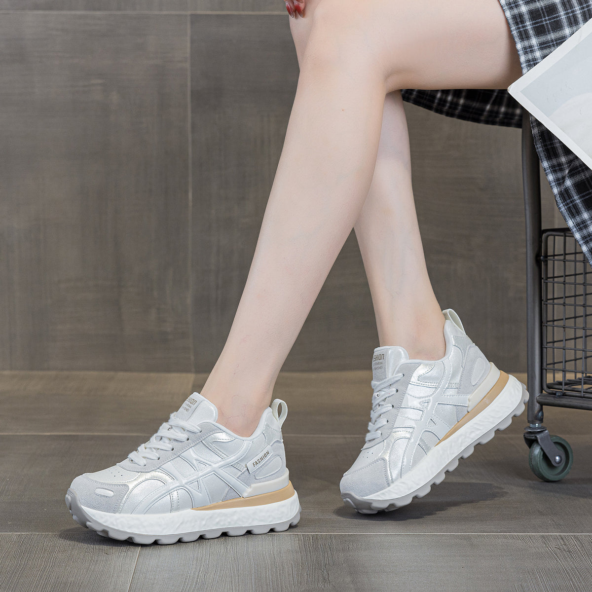 Women's Small Platform Heightened Daddy Breathable Lightweight Women's Casual Shoes