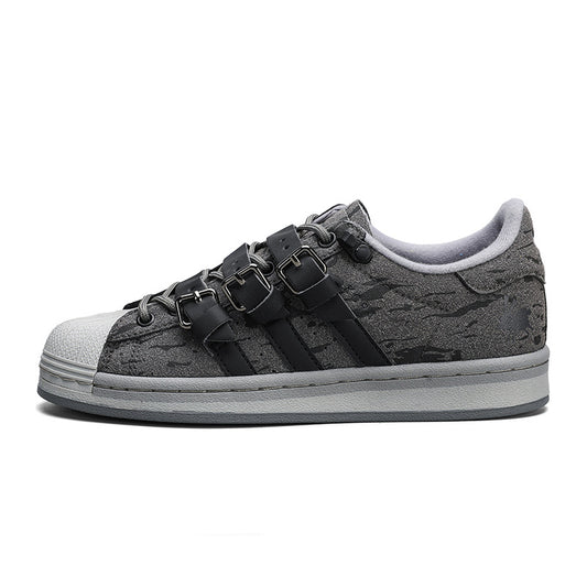 Women's & Men's Lovers Three Bars Campus Retro Fashion Rabbit Hole Height Increasing Men's Board Shoes