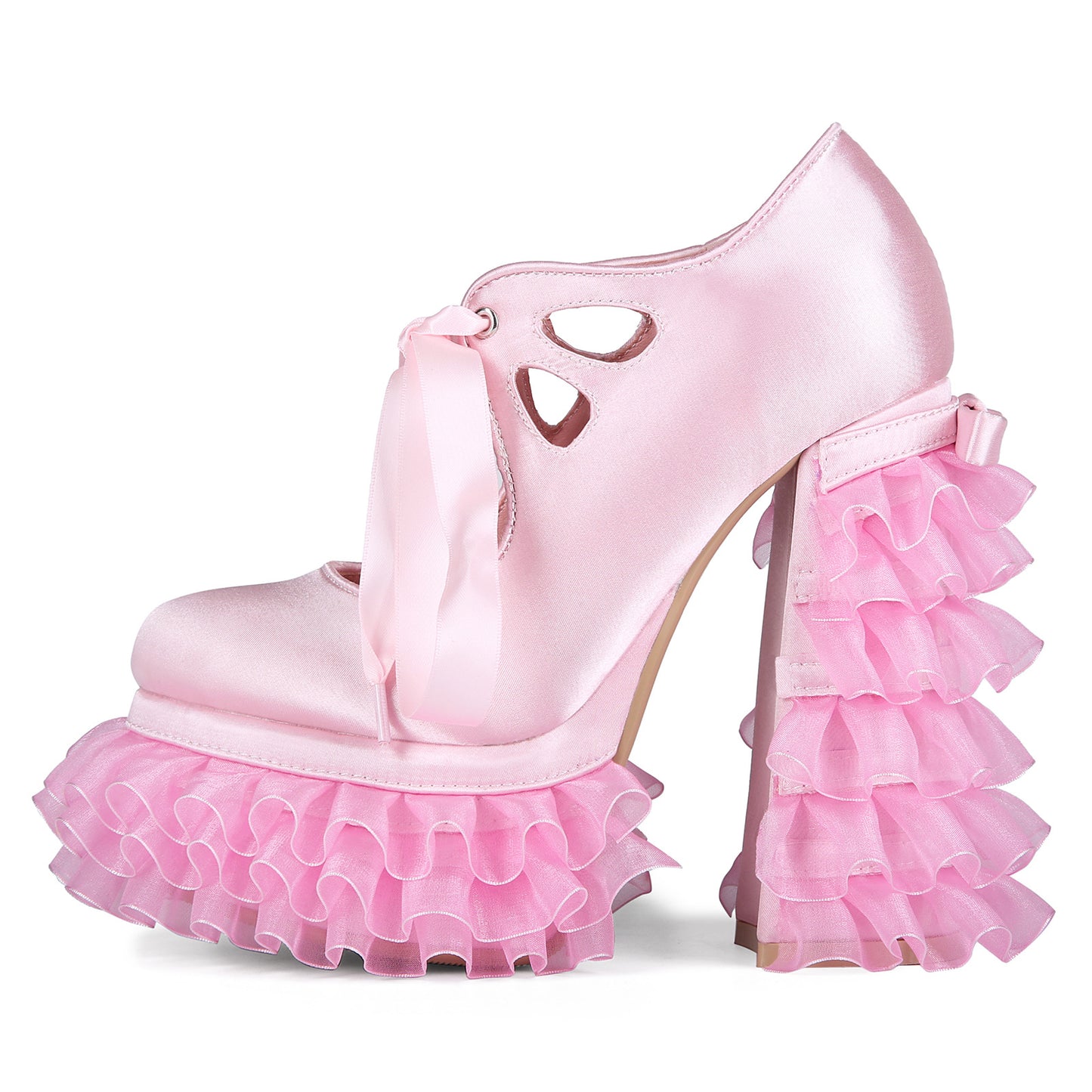 Women's Sweet Hot Platform Lace Chunky Large Size Heels