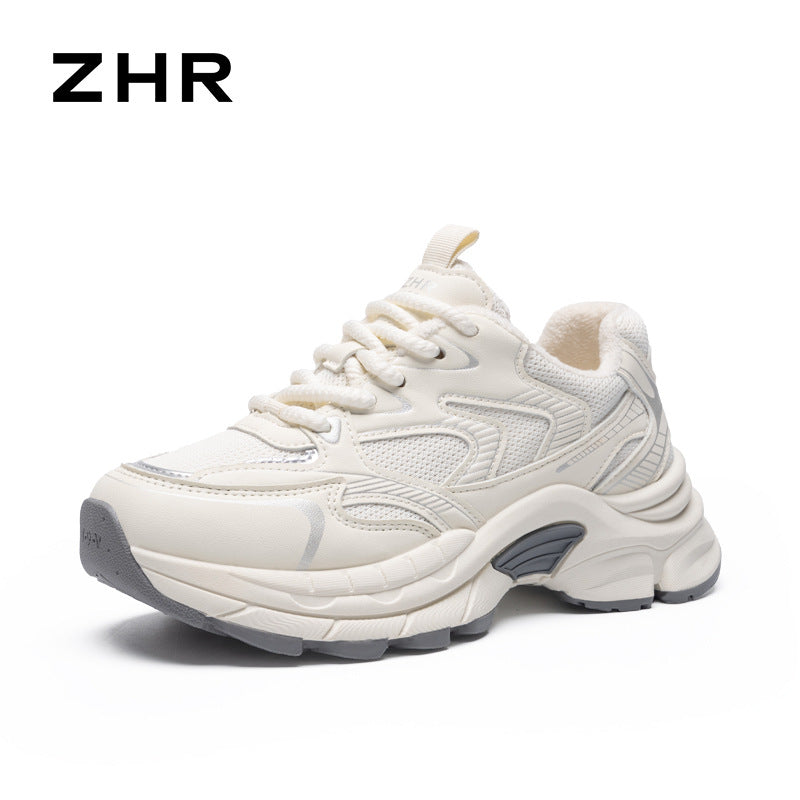 Women's Platform Mesh Surface Breathable Clunky Sports Heightened Sneakers