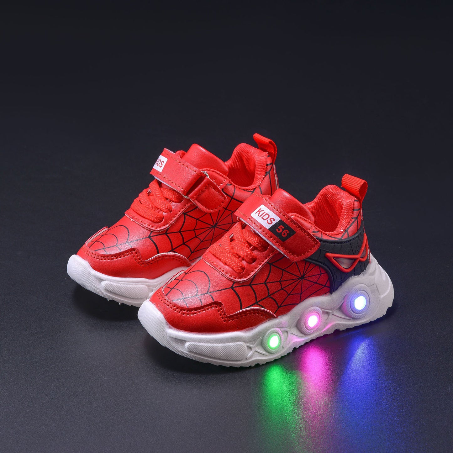 Children's Spider Web Luminous Sports Small Medium Kid's Sneakers