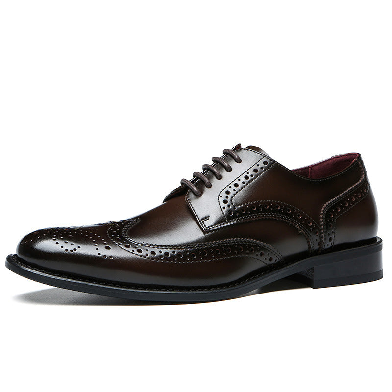 Men's Business Genuine Brogue Cowhide British Style Leather Shoes