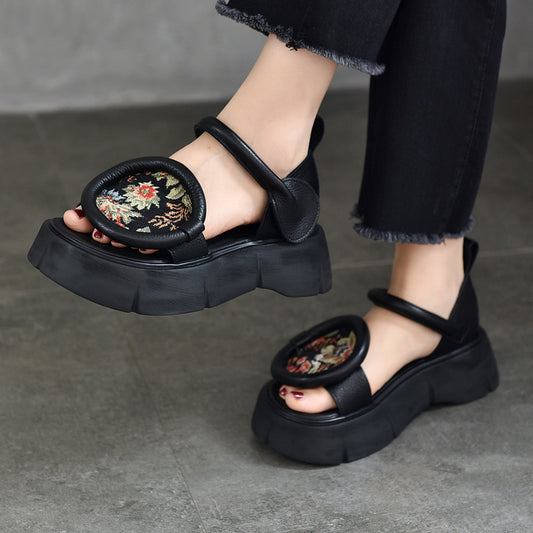 Women's Price Ethnic Style Platform Genuine Roman Sandals