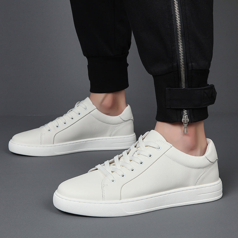 Men's Trendy Genuine Sports Platform White Sneakers