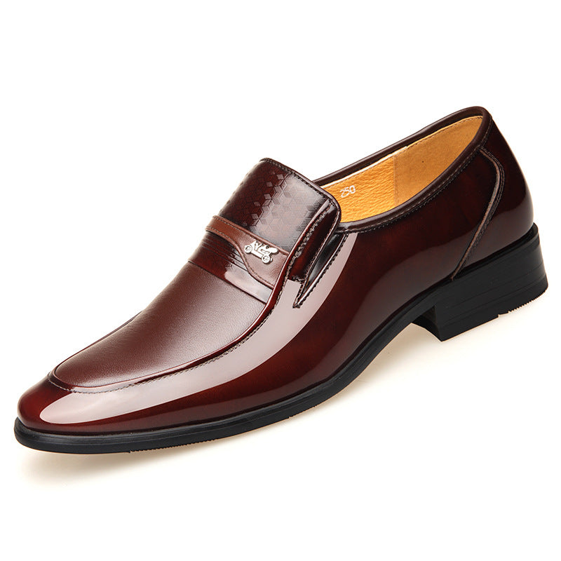 Men's Classic Breathable Formal Wear Height Increasing Korean Style Green Pointed Leather Shoes