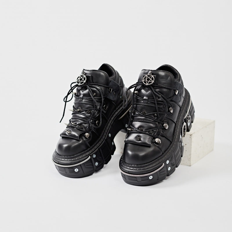 Women's Heavy Metal Platform Punk Dark Motorcycle Boots