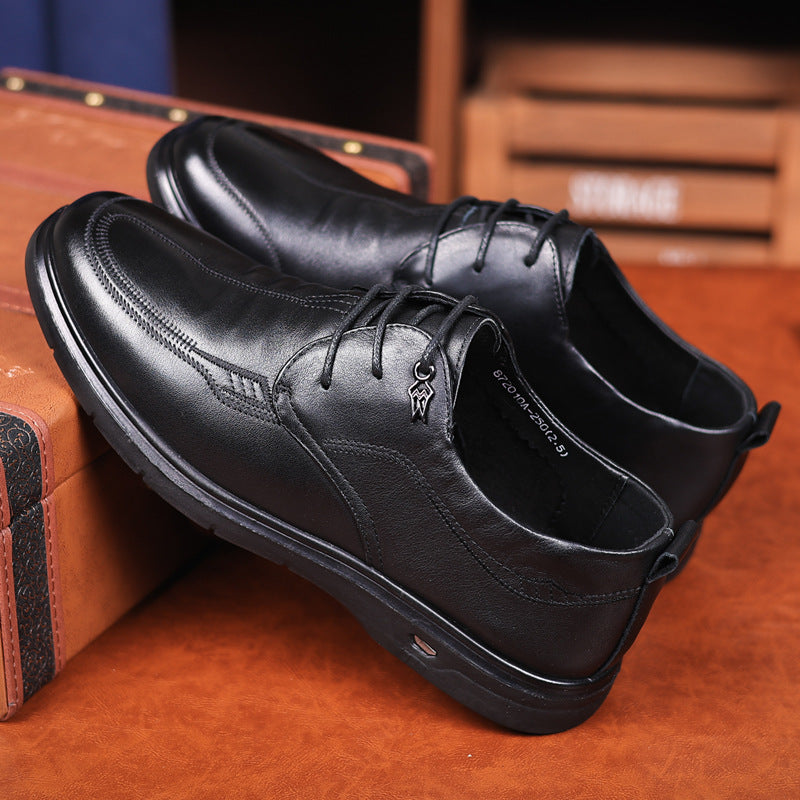 Lace Up Soft Bottom Pumps First Layer Cowhide Men's Casual Leather Shoes