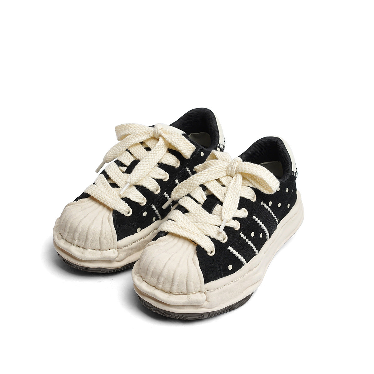 Toe Dissoed Polka Dot Niche Retro Suede Genuine Women's Casual Shoes