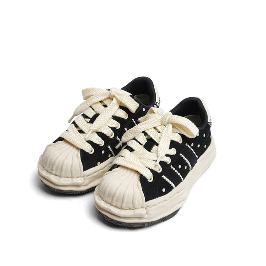 Toe Dissoed Polka Dot Niche Retro Suede Genuine Women's Casual Shoes