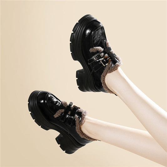Women's British Style Retro Fashion Platform Height Increasing Mary Jane Loafers