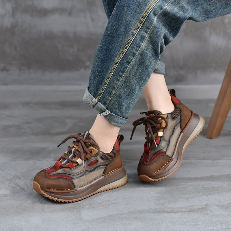 Replenishment Genuine British Style Platform Color Matching Women's Sports Shoes