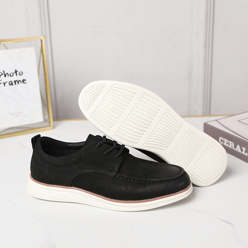 Men's Wax Frosted Cowhide Spring Light Bottom Leather Shoes