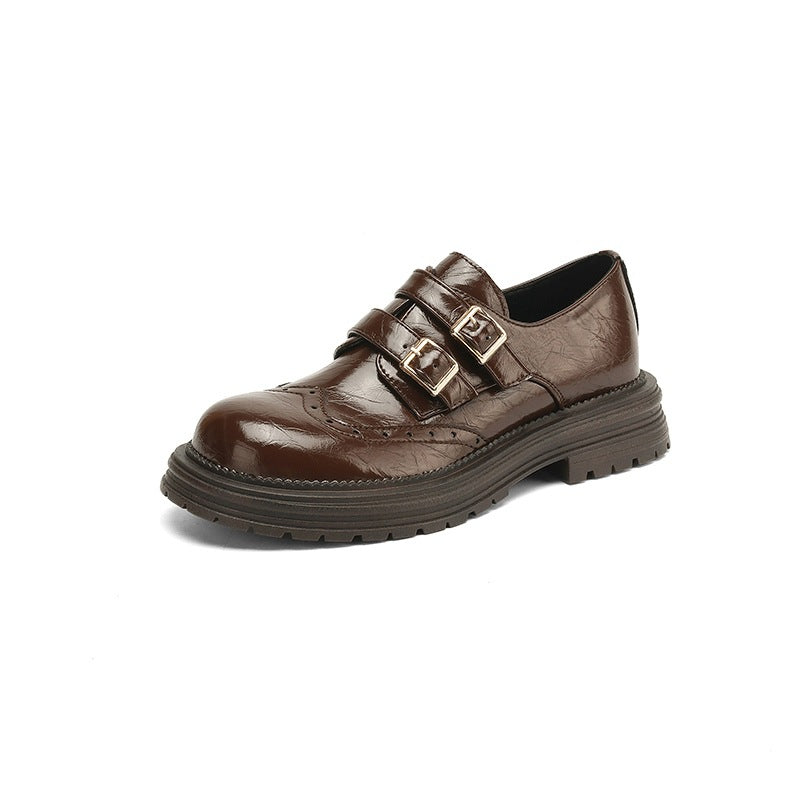 Women's Size Belt Buckle Platform Round Toe Women's Fashion Shoes