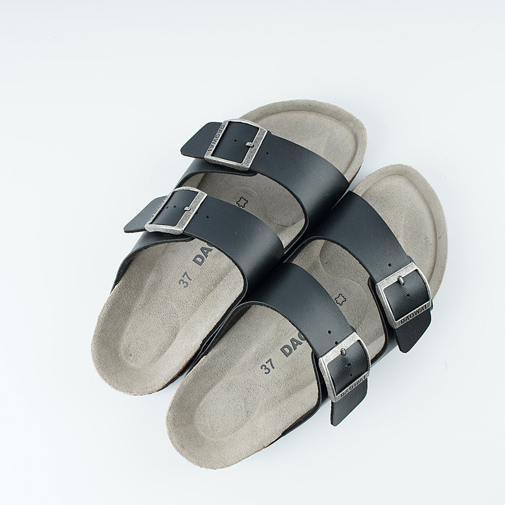 Women's & Men's Flip-flops Summer Pink Suede Cowhide Series Sandals