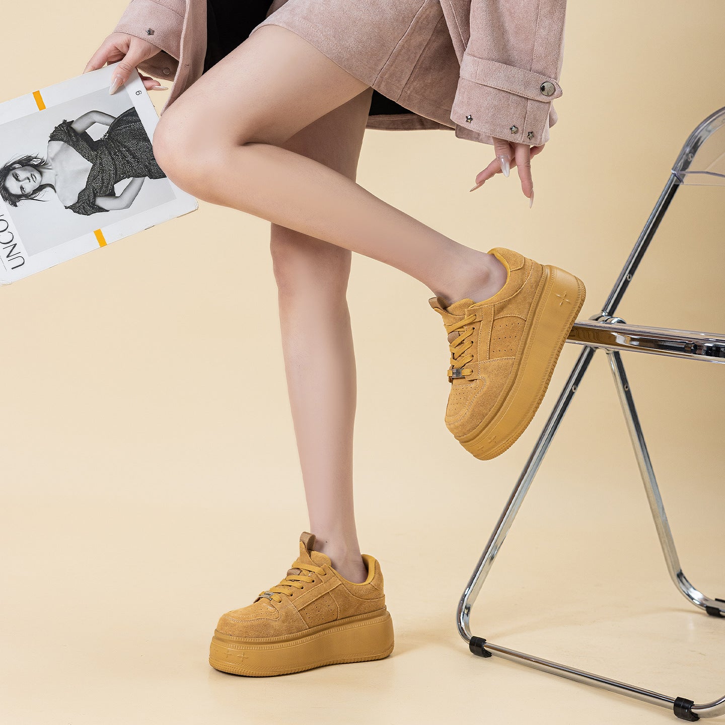 Women's Platform Board Spring Height Increased Lightweight White Women's Casual Shoes