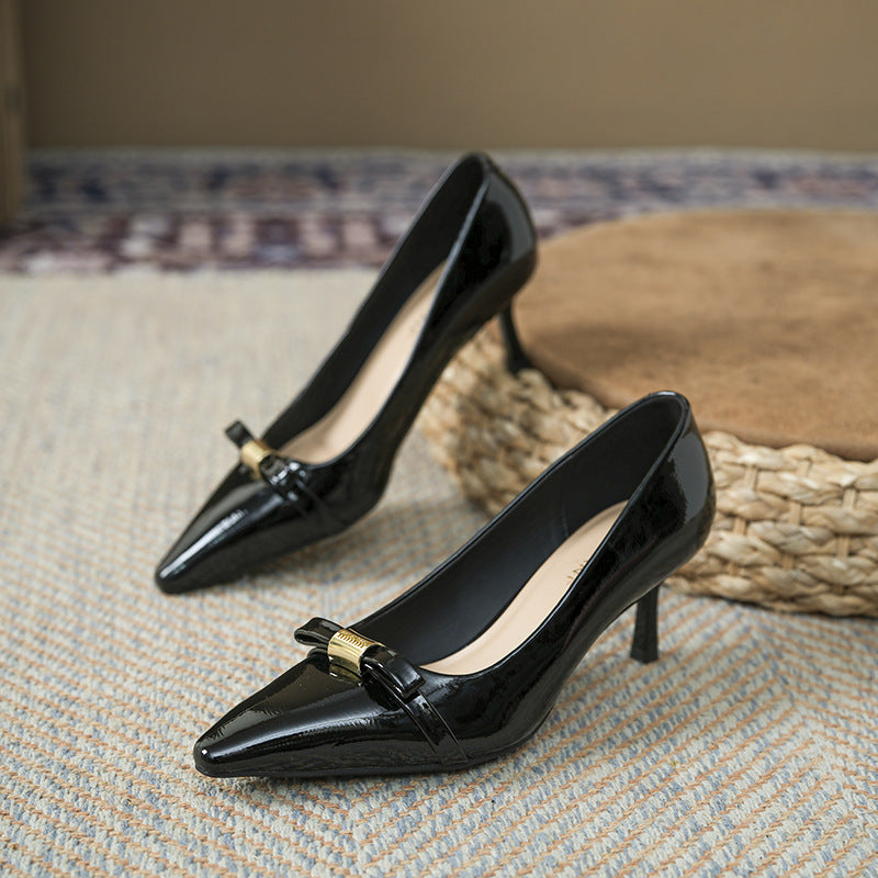 Design Bow Sweet Classy High Female Stiletto Not Tired Feet Heels