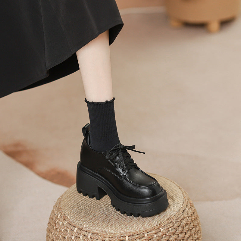 Women's Jane British Style Autumn Black Thin Loafers