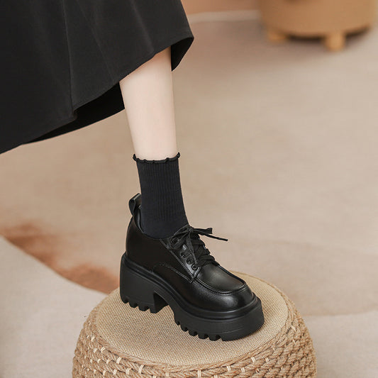 Women's Jane British Style Autumn Black Thin Loafers