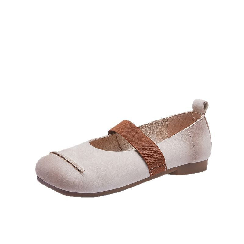 Women's & Men's Layer Cowhide Elastic Band Large Size Casual Shoes