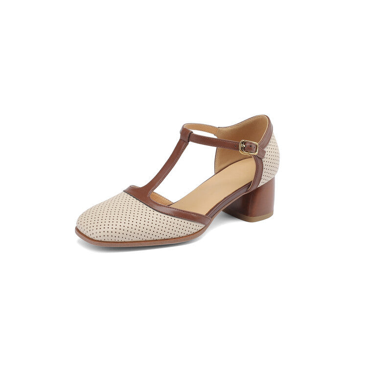 Women's Closed Toe French Style Retro Color High Heeled Sandals