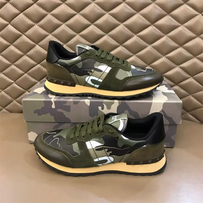 Men's Camouflage Rivet Platform Genuine Fashion Lace Up Increased Women's Casual Shoes