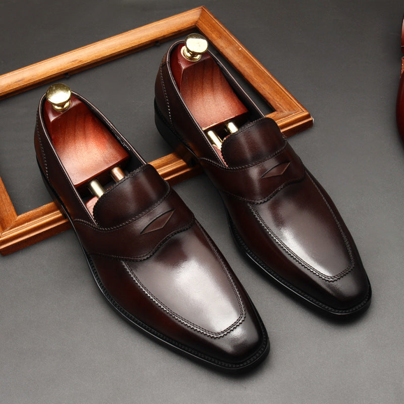 Men's Trendy Spring Business Formal Wear Handmade Slip-on Leather Shoes