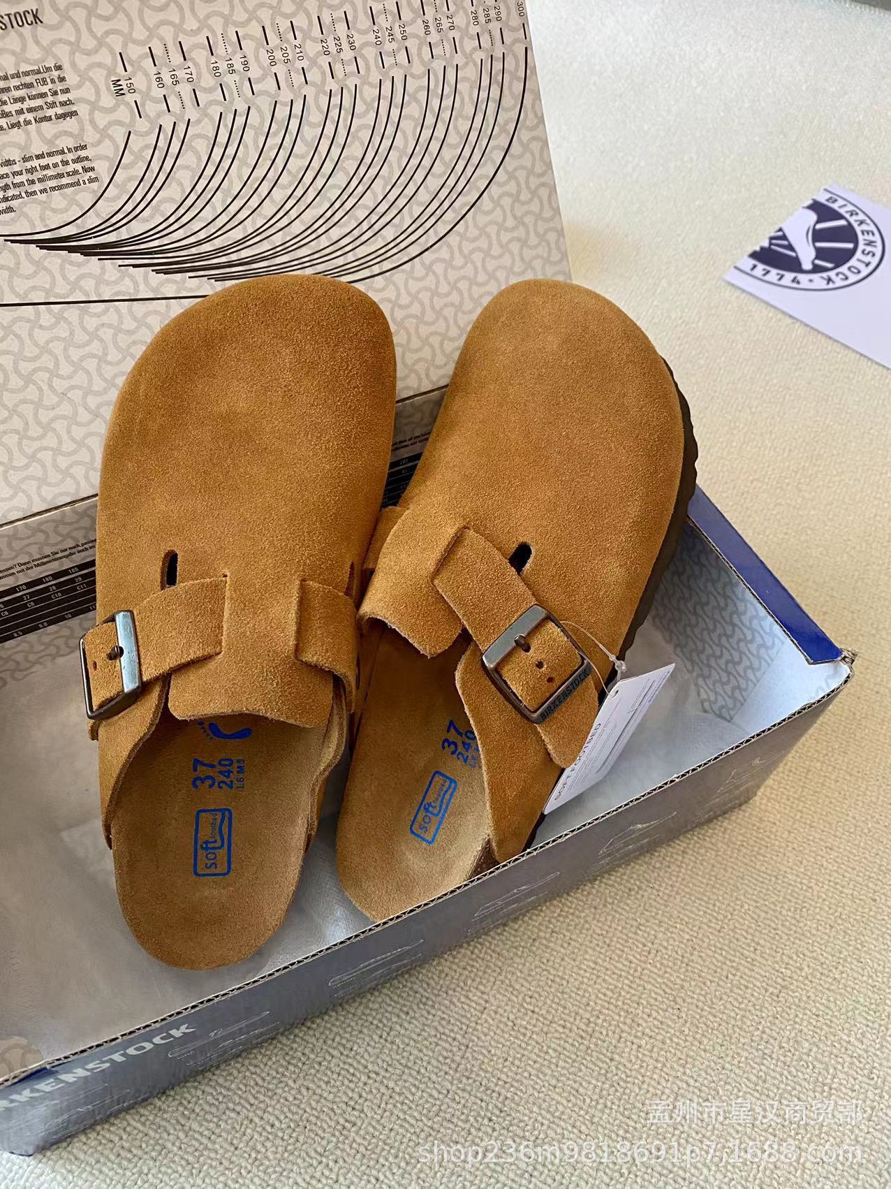 Women's Wear Cowhide Cork Toe Cap Semi Slippers