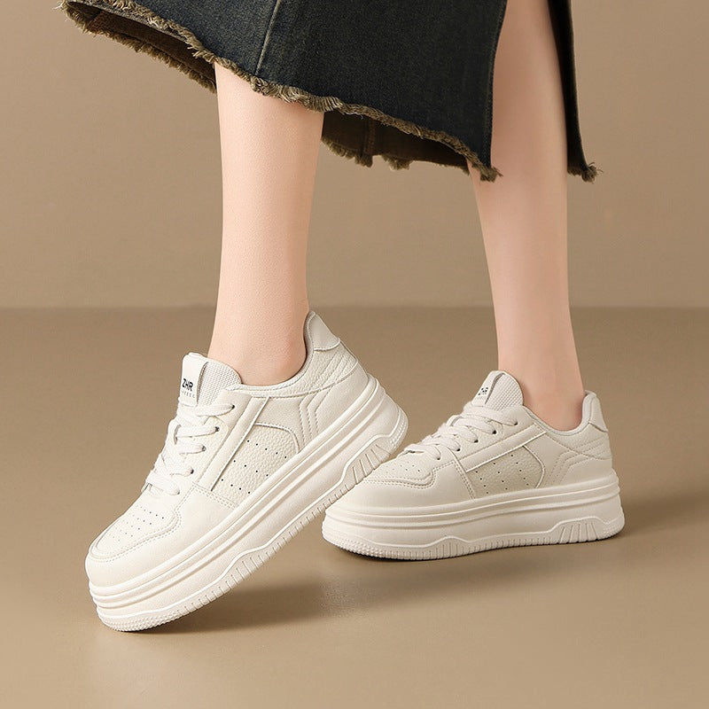 Thick Sole Increased White Mesh Hole Breathable Sports Light Luxury Women's Casual Shoes