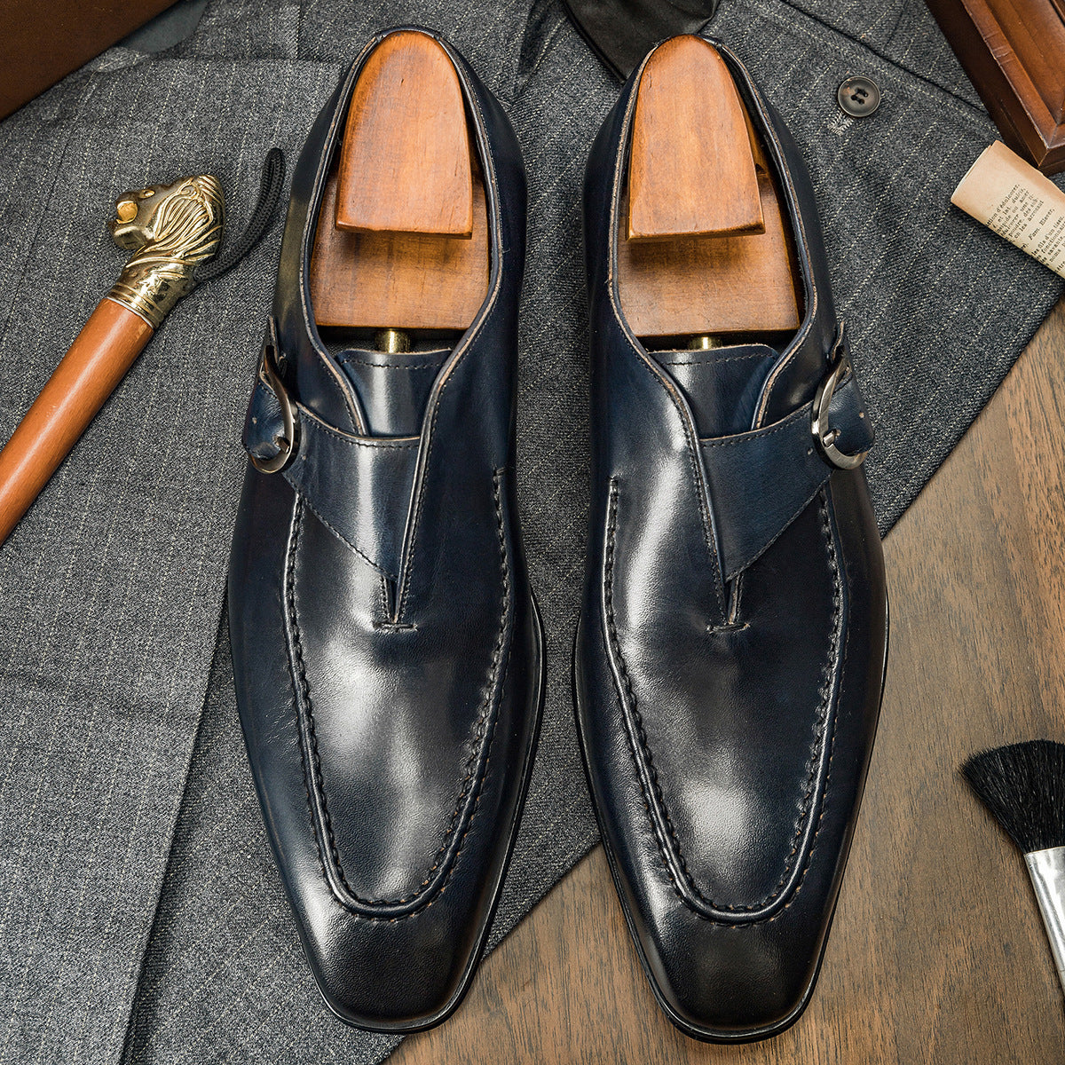 Men's Cowhide Formal Wear Retro British Men's Business Leather Shoes